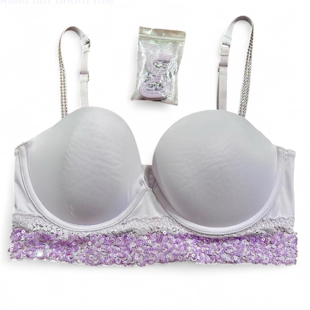 PINK Victoria's Secret Lavender Sequin Bra With Extra Straps 36C, Exellent Cond.